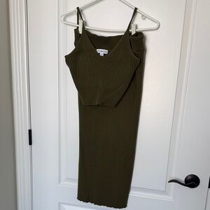 Calvin Klein Jeans Olive Knit Top & Skirt